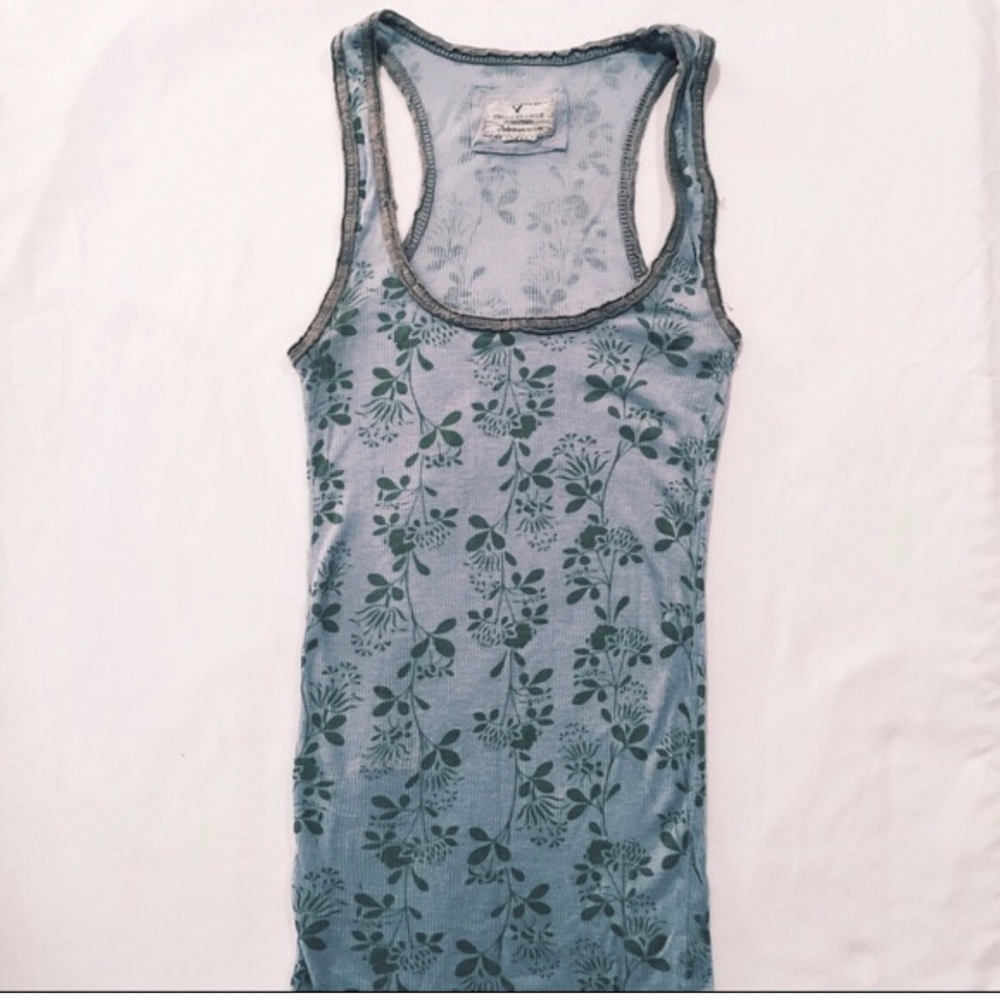 Floral Tank Top in Blue and Green